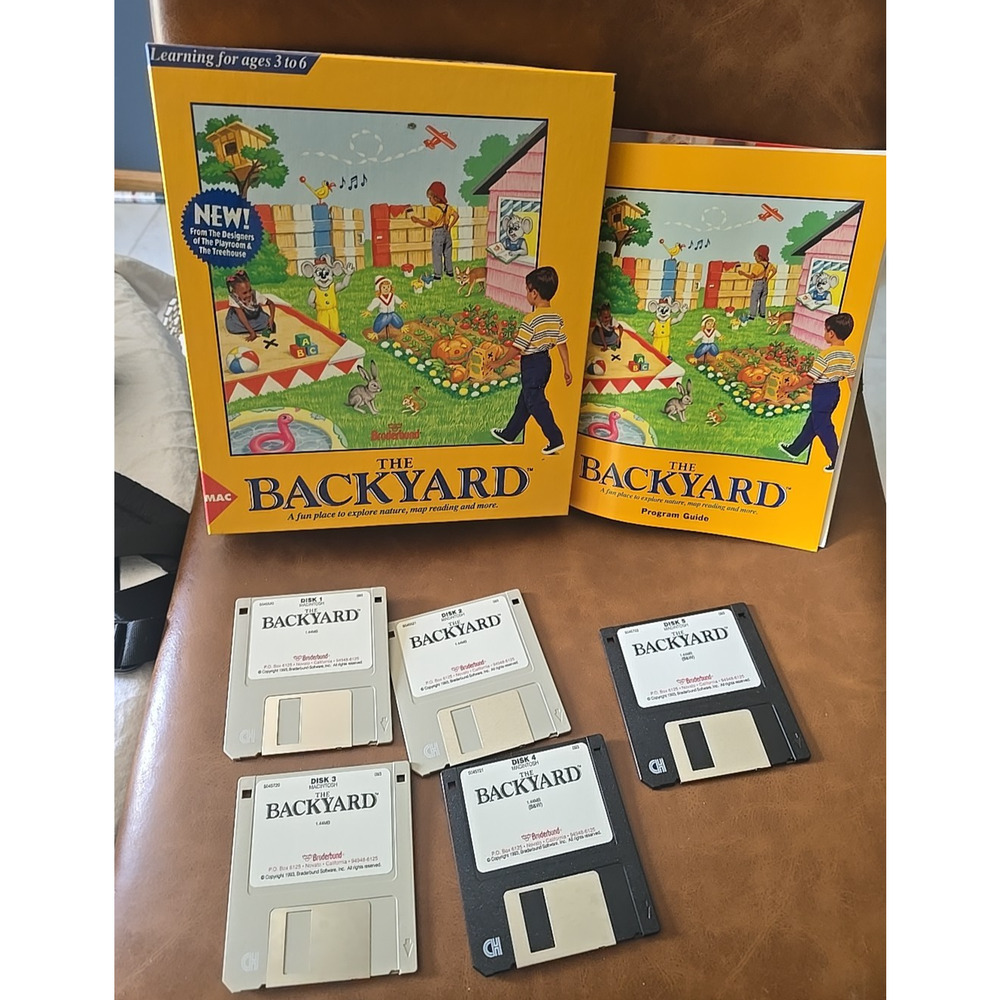 Vintage Broderbund The Backyard Early Learning Family Floppy 3.5" Disk for Mac